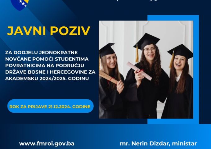 Javni poziv Federalnog ministarstva raseljenih osoba i izbjeglica za dodjelu jednokratne pomoći