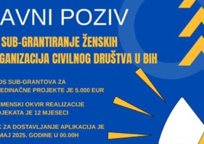 Javni poziv za sub-grantiranje ženskih organizacija civilnog društva