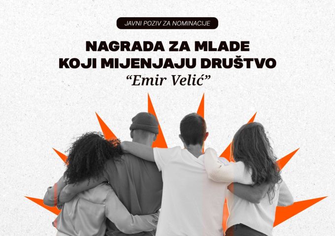 Javni poziv za nominacije: Nagrada za mlade koji mijenjaju društvo “Emir Velić”