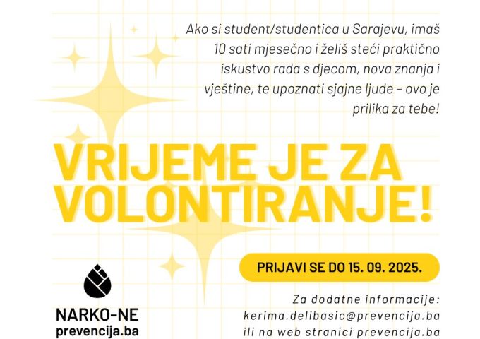 Poziv za volontiranje u sklopu programa Zvijezde vodilje