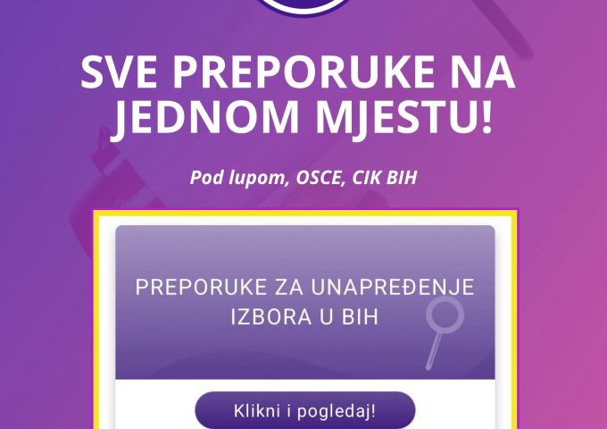 Koalicija „Pod lupom“: Baza preporuka za unapređenje izbornog procesa u Bosni i Hercegovini