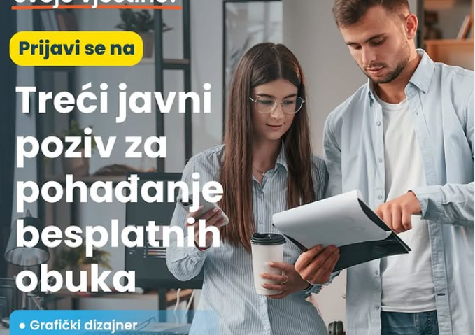 Objavljen treći javni poziv nezaposlenim osobama za pohađanje obuka po programima osposobljavanja!