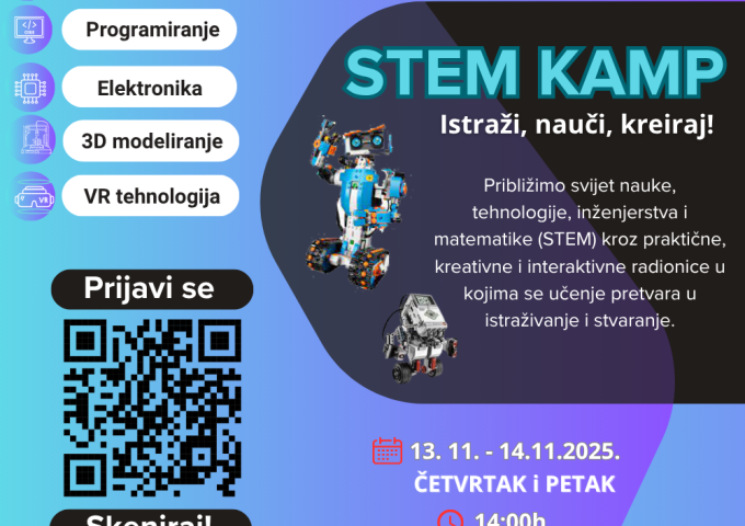 Poziv na učešće u STEM Kampu: Uči, istraži, kreiraj!