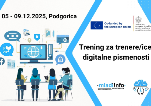 NVO Mladiinfo Montenegro organizuje petodnevni trening za trenere/ice na temu digitalne pismenosti