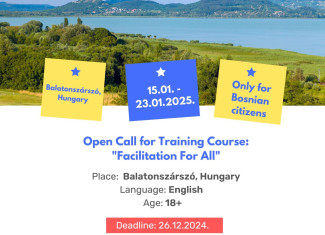 Open Call for Training Course “Facilitation For All” in Balatonszárszó, Hungary