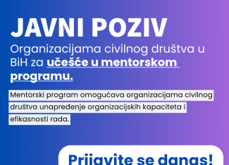 Javni poziv za učešće u Mentorskom programu za organizacije civilnog društva u BiH