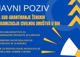 Javni poziv za sub-grantiranje ženskih organizacija civilnog društva