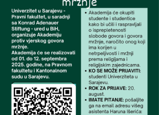 Akademija protiv vjerskog govora mržnje u organizaciji Univerziteta u Sarajevu