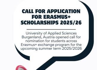 Call for Application for Erasmus+ Scholarships 2025/26 University of Applied Sciences Burgenland