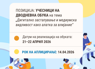 Учесници на обука на тема: Дигитално застапување и медиумска видливост како алатка за влијание