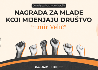 Javni poziv za nominacije Nagrada za mlade koji mijenjaju društvo “Emir Velić”