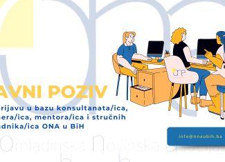 Javni poziv za prijavu konsultanata/ica, trenera/ica, mentora/ica i stručnih saradnika/ica ONA u BiH