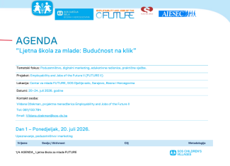 Poziv za prijave mladih na "Ljetnu školu za mlade: Budućnost na klik"