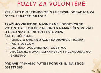 Nutri Fest Visoko 2026 - Poziv za volontere