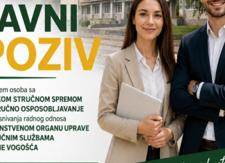 Javni poziv za primjem osoba sa VSS na stručno osposobljavanje bez zasnivanja radnog odnosa