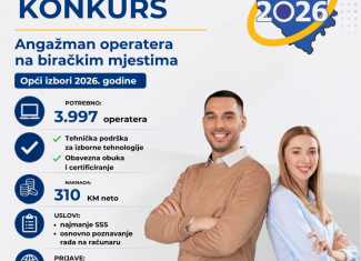 Javni konkurs: Angažman operatera na biračkim mjestima