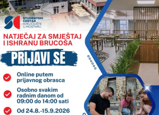 Natječaj za prijem brucoša u Studentski centar Sveučilišta u Mostaru