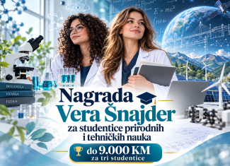 Nagrada Vera Šnajder za studentice prirodnih i tehničkih nauka - do 9.000 KM za tri studentice
