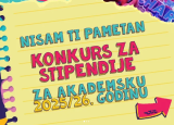 Konkurs za stipendije za akademsku 2025/26. godinu