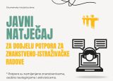 Javni natječaj za dodjelu potpora za znanstveno-istraživačke radove